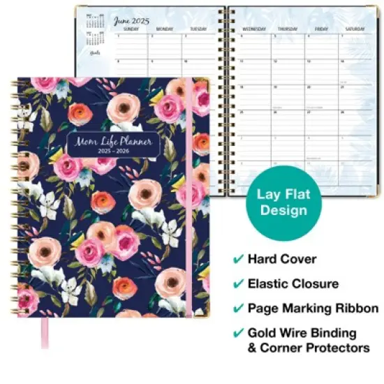 Global Printed Products AY 2025-2026 Mom Planner - 8"x10" (Small Navy Floral) image {1}