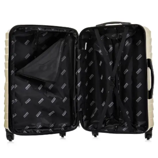 InUSA Aurum Lightweight Hardside Medium Checked Spinner Suitcase - Champagne image {3}