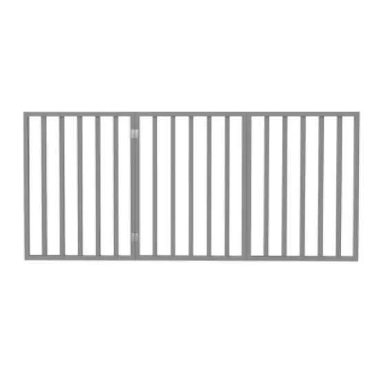 Indoor Pet Gate - 3-Panel Folding Dog Gate for Stairs or Doorways - 54x24-Inch Freestanding Pet Fence for Cats and Dogs by PETMAKER (Gray) image {7}