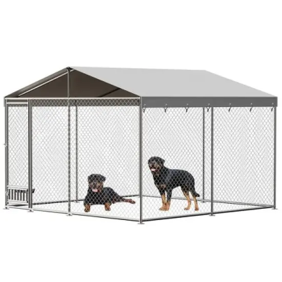 Dog Kennel Outdoor with Waterproof Canopy, Large Dog House with Feeding Doors, Large Dog Kennel Outdoor for Garden Backyard Courtyard image {7}