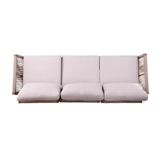 Brendina Outdoor 3-Seater Sofa - Natural with Gray Cushions - SEI image {7}