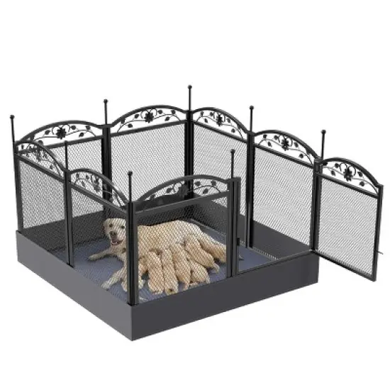 8 Panels Heavy Duty Metal Dog Playpen Pen Pet Whelping Playpen Cage with Waterproof Fertility Mat for Indoor Outdoor Garden Puppy Play Exercise image {10}