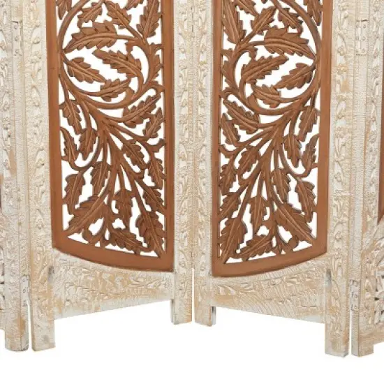 French Country Mango Wood Room Divider Screen Brown - Olivia & May image {2}