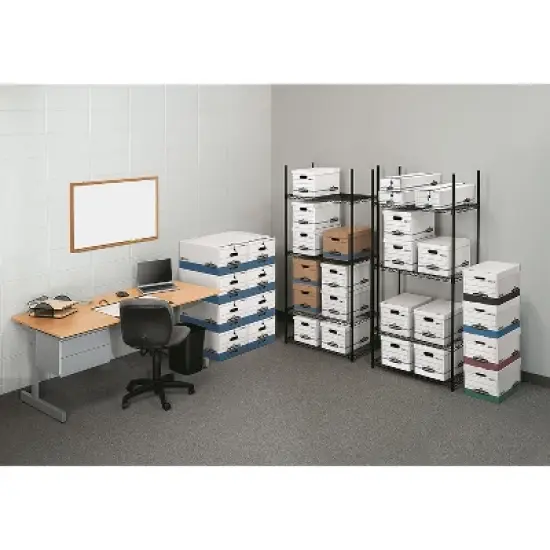 Bankers Box STOR/FILE Storage Box Letter/Legal Lift-off Lid White/Blue 12/Carton 00703 image {4}