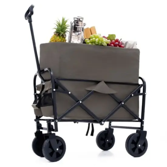 DSVIMOY Extention Collapsible Foldable Wagon Cart, Grocery Cart for for Camping Shopping Sports Gardeing Fishing, Green, 25.98"*17.32"*37.4" image {4}