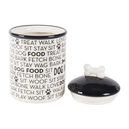 Bone Dry Ceramic Treat Canister - Black Dog Text Ceramic Medium Pet Canister image {3}