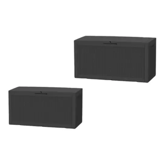 DSVIMOY Deck Boxes, 2-Piece 100 Gal Outdoor Storage Deck Box, Small Patio Storage Bin for Garden Tools, Black, 48.03"*21.46"*24.53" image {5}