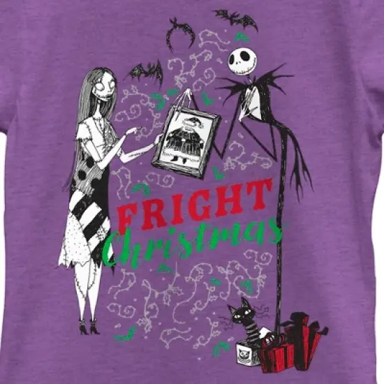 Girl's The Nightmare Before Christmas Fright Christmas Jack and Sally T-Shirt image {1}