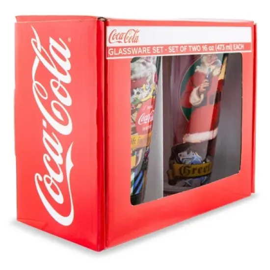 Silver Buffalo Coca-Cola Vintage Santa Claus 16-Ounce Pint Glasses | Set of 2 image {1}