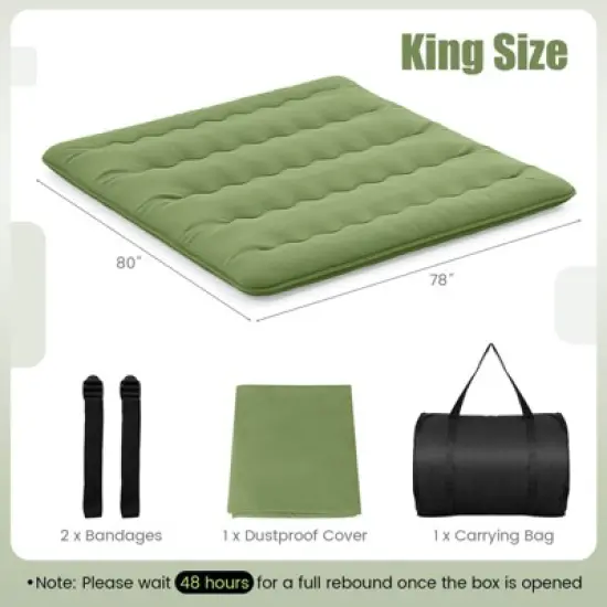 Costway Twin/Full/Queen/King Futon Mattress Japanese Floor Sleeping Pad Washable Cover Carry Bag Green image {2}