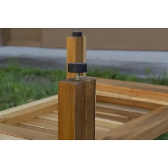 EcoDecors&reg; Symmetry&reg; 24" Teak Wood Shower Bench with Shelf and LiftAide&reg; Arms in EarthyTeak Finish - Target Plus Natural 24"L x 14"D x 24"H image {9}