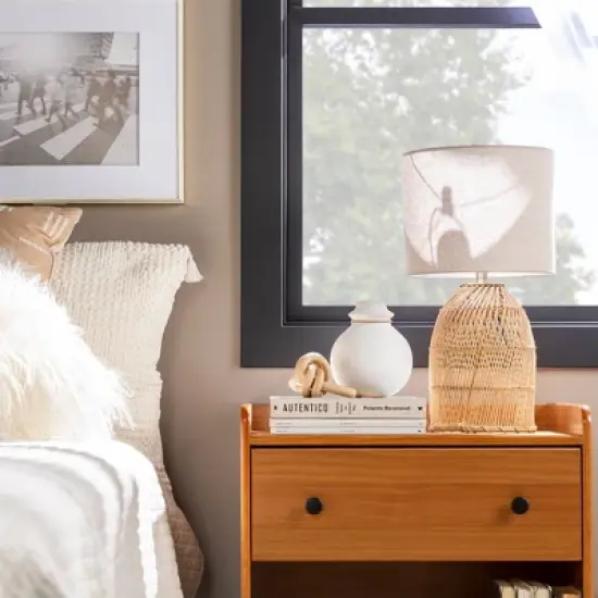 Katie Transitional Tray Top 1 Drawer Solid Wood Nightstand Caramel - Saracina Home image {11}