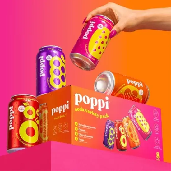 Poppi Fruit Prebiotic Beverage Variety Pack - 8pk/12 fl oz Cans image {2}