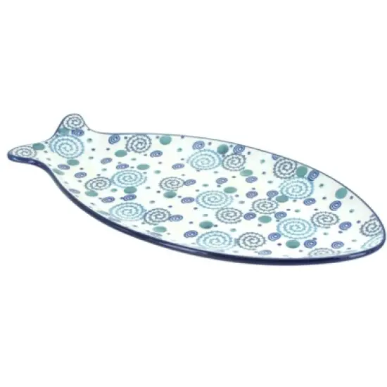 Blue Rose Polish Pottery E19 Ceramika Artystyczna Medium Fish Platter image {2}