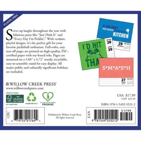 Willow Creek Press 2026 Pickleball Box Calendar image {1}