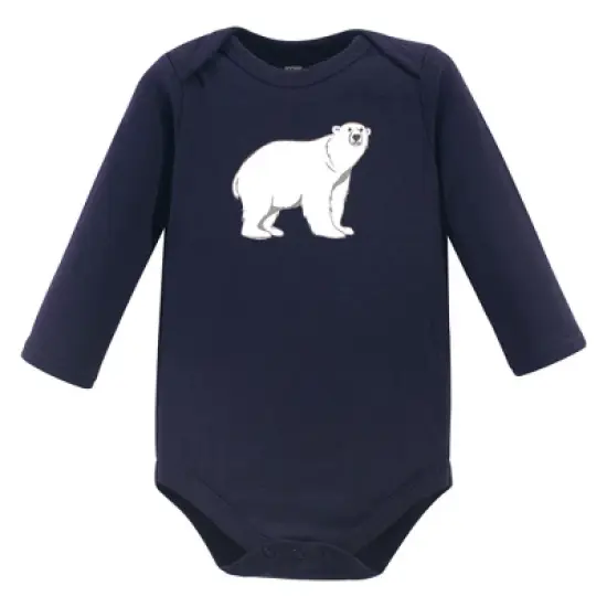 Hudson Baby Infant Boy Cotton Long-Sleeve Bodysuits, Polar Bear image {2}