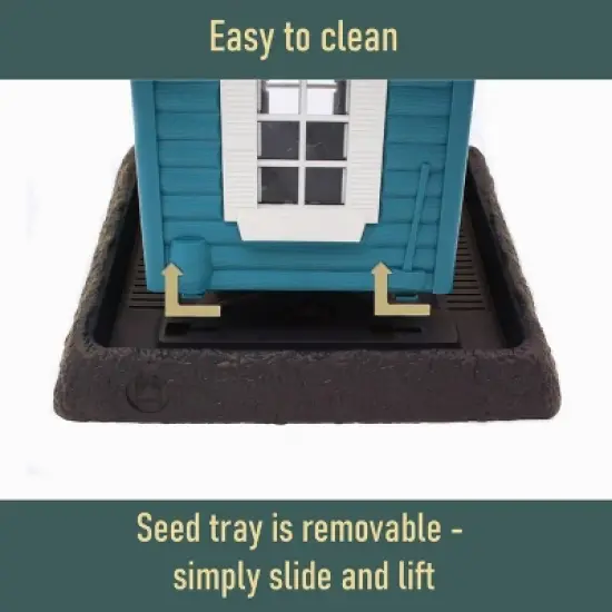 North States Lakeside Cabin Hopper Bird Feeder 10.75" Dark Teal Blue image {3}