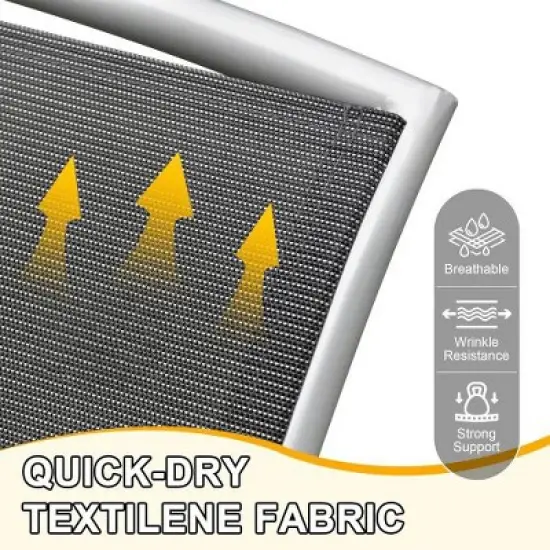 YUHAO 2PCS Adjustable High Back Textilene Fabric Seat，Outdoor Portable Reclining Patio Chairs for Garden Camping Poolside Beach Deck，Dark Gray image {4}