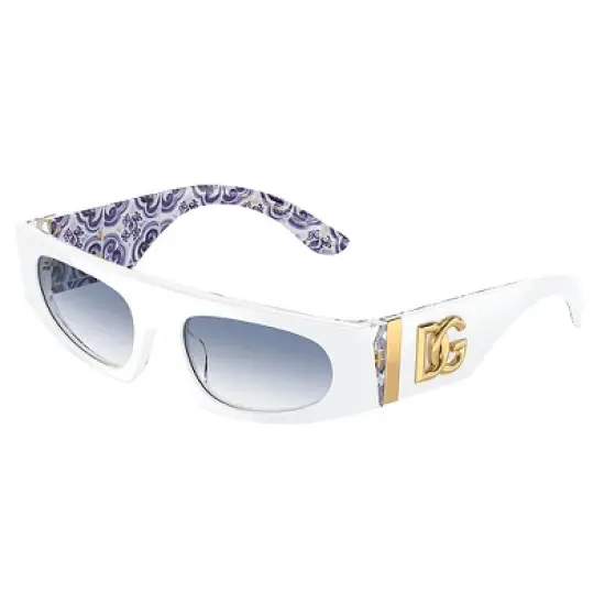 Dolce & Gabbana DG 4411 337119 Womens Rectangle Sunglasses White on Blue Maiolica 54mm image {1}