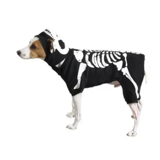 Casual Canine Cotton Glow Bones Dog Costume(Black) image {3}