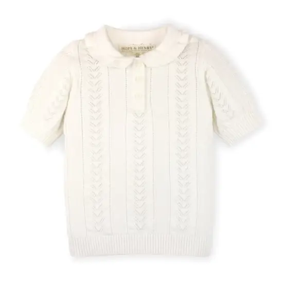 Hope & Henry Girls' Organic Cotton Short Sleeve Peter Pan Collar Sweater Polo , Infant image {4}