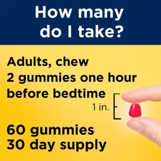 Nature Made Melatonin 10mg per serving Gummies, Maximum Strength Dosage, 100% Drug Free Sleep Aid for Adults, 60 Melatonin Gummies, 30 Day Supply image {3}