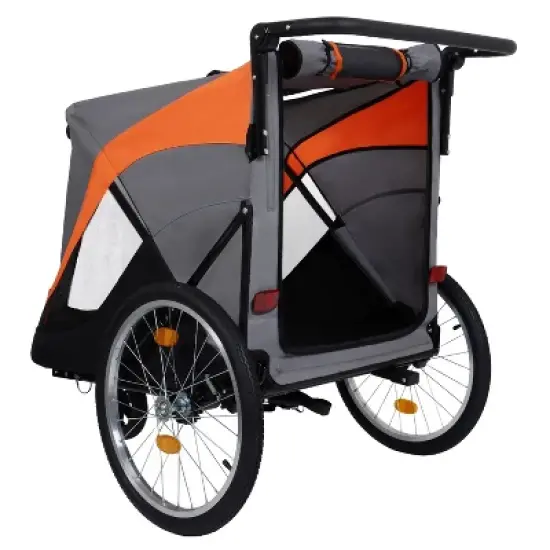 2-in-1 Bike Trailer & Push Cart for Pets - Detachable Bike Hitch & Push Handle Included&pound;&not;Dual Cup Pockets and Storage Bag, Holds Pets Up to 100 lbs image {15}
