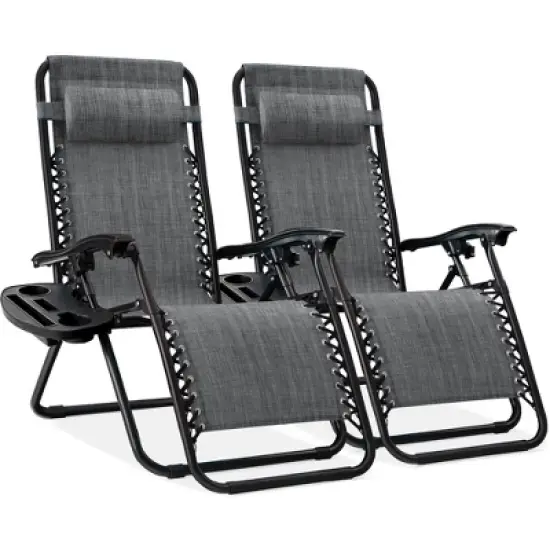 Best Choice Products Set of 2 Zero Gravity Lounge Chair Recliners for Patio, Pool w/ Cup Holder Tray image {19}