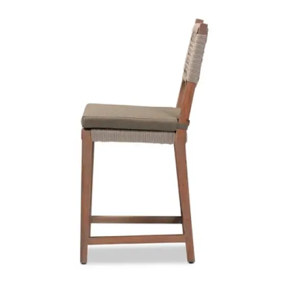 Heyna Woven Rope Mahogany Counter Height Barstool Gray/Natural - bali & pari image {3}