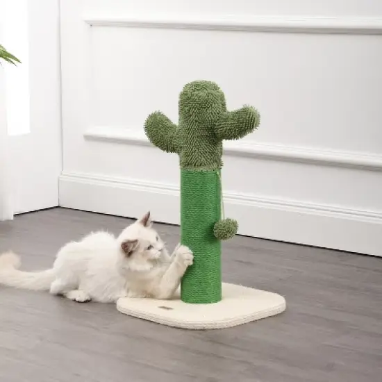 Pecos Modern Jute Cactus Cat Scratching Post with Fuzzy Toy image {6}
