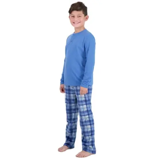 Sleep On It Boys 2-Piece Plaid Pajama Set  Blue image {2}
