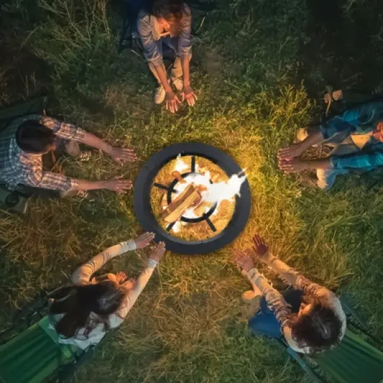 Aoodor 31 in Fire Grate, Round Adjustable Size Smoke-Free Fire Pit Grate, Heavy Duty Burning Log Grate for Outdoor Campfire image {1}