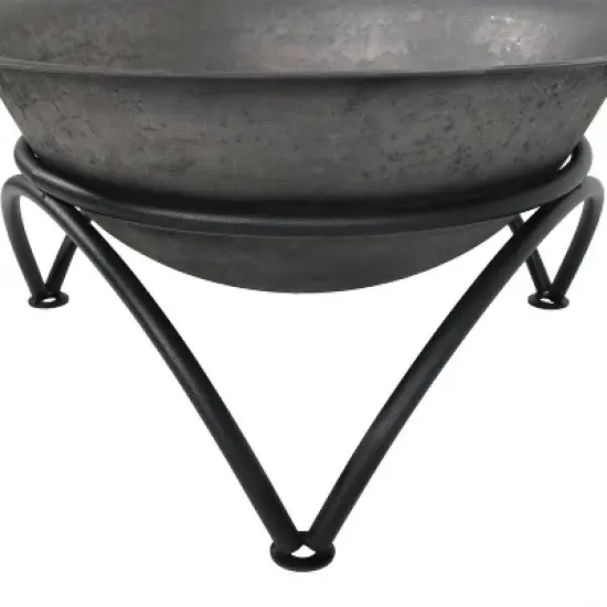 Sunnydaze Outdoor Camping or Backyard Round Cast Iron Rustic Fire Pit Bowl on Stand - 23.5" - Dark Gray image {2}
