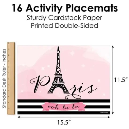 Big Dot of Happiness Paris, Ooh La La - Paper Paris Themed Birthday Party Coloring Sheets - Activity Placemats - Set of 16 image {3}