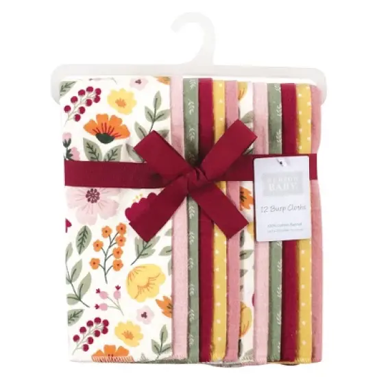 Hudson Baby Infant Girl Cotton Flannel Burp Cloths Bundle, Fall Botanical, One Size image {1}