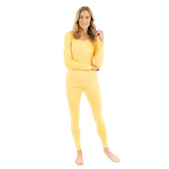 Leveret Womens Two Piece Classic Solid Color Thermal Pajamas image {4}
