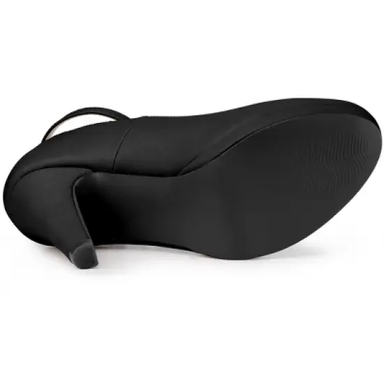 Allegra K Women's Round Toe Stiletto Heel Ankle Strap Pumps image {4}