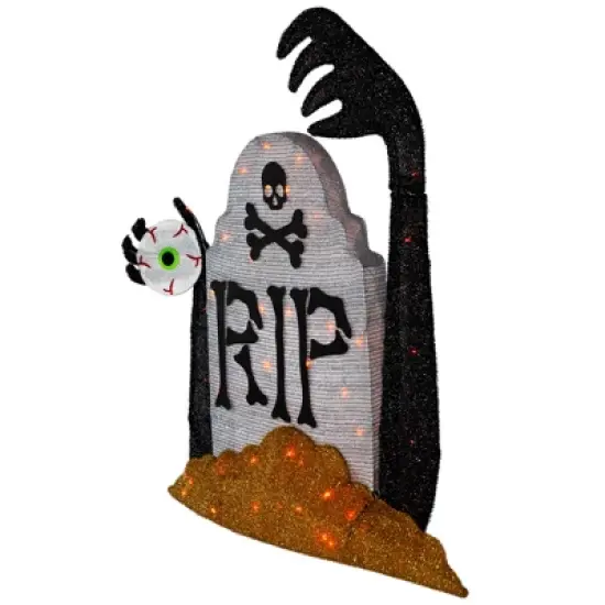 Northlight Lighted Tombstone Halloween Decoration - 31.5" - Black and Gray - Orange LED Lights image {3}