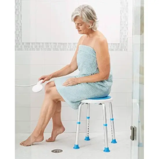 Carex Swivel Shower Stool - 360&deg; Rotating Plastic Seat, Height-Adjustable image {2}