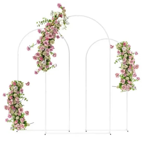 Outsunny Metal Arch Backdrop Stand Set of 3, 7/6.5/6 ft Wedding Arch Frame, Balloon Backdrop Arch Stand Set for Birthday Party image {8}