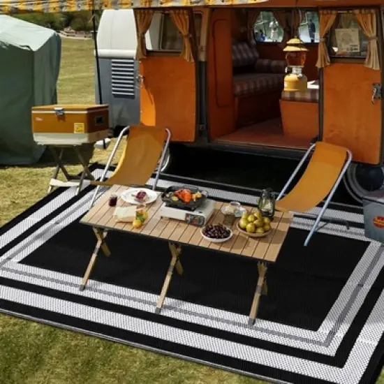 Washable Camping Rug for Patio Easy-Clean Stain-Resistant Plastic Carpet image {2}