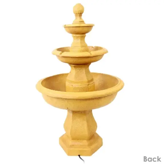 Sunnydaze 40"H Electric Fiberglass and Resin 3-Tier Tropical Style Outdoor Water Fountain image {4}