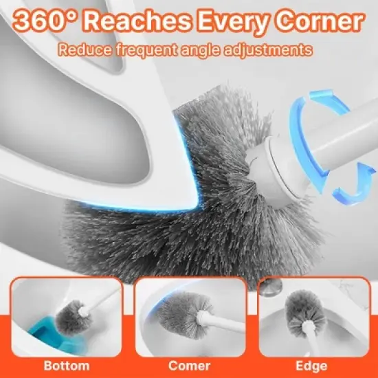 JANSNO Bathroom Toilet Brush & Plunger Set with PP Handle for Deep Cleaning image {3}