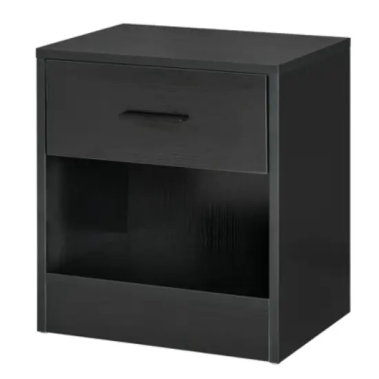 HOMCOM Modern Nightstand, Accent End Table with Drawer and Storage Shelf, Sofa Side Table for Living Room or Bedroom image {3}