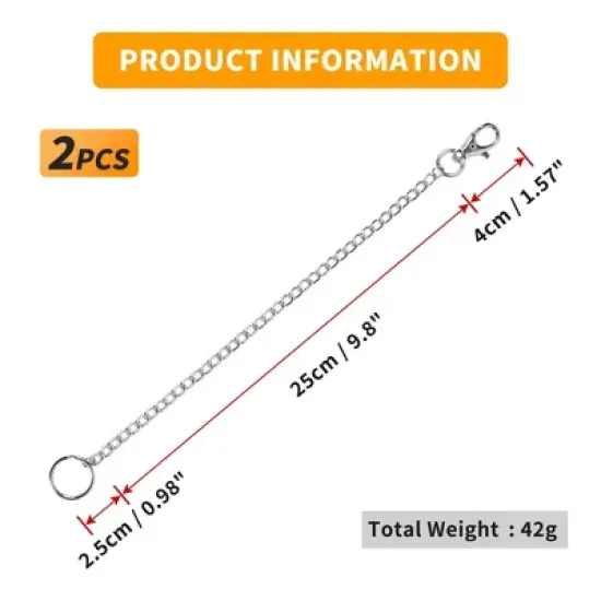 Unique Bargains 25cm Length Metal Key Ring Keychain with Clip Hook Silver Tone 2 Pcs image {3}