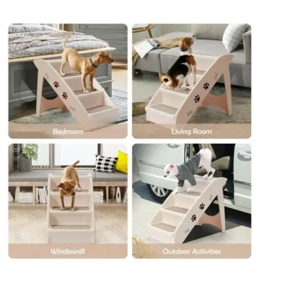 Folding Pet Dog Stairs Steps for high Bed Indoor Outdoor, with Siderails, Non-Slip Pads Foldable Plastic, Support up to 150 lbs image {5}