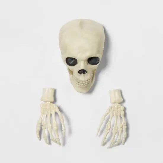 15" Glow in the Dark Skull with Hands Halloween Decorative Prop - Hyde and EEK! Boutique&trade;: Antique Finish, Indoor/Outdoor Use image {2}