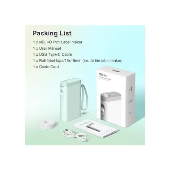 Nelko P21 Bluetooth Label Printer Sky Blue with 14x40mm 100pc Roll and 14x40mm 180pc Roll image {4}