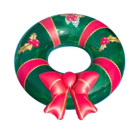 Swimline 42" Christmas Wreath with Bow Inflatable Pool Inner Tube Ring image {5}