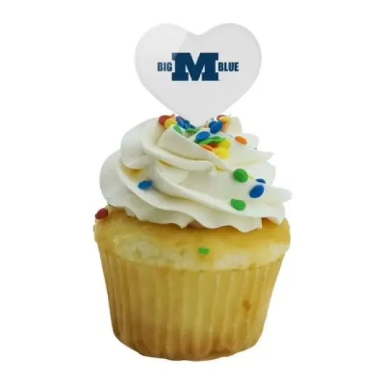 Millikin University Secondary Logo Heart Love Cupcake Picks Toppers Decoration Set of 6 image {4}